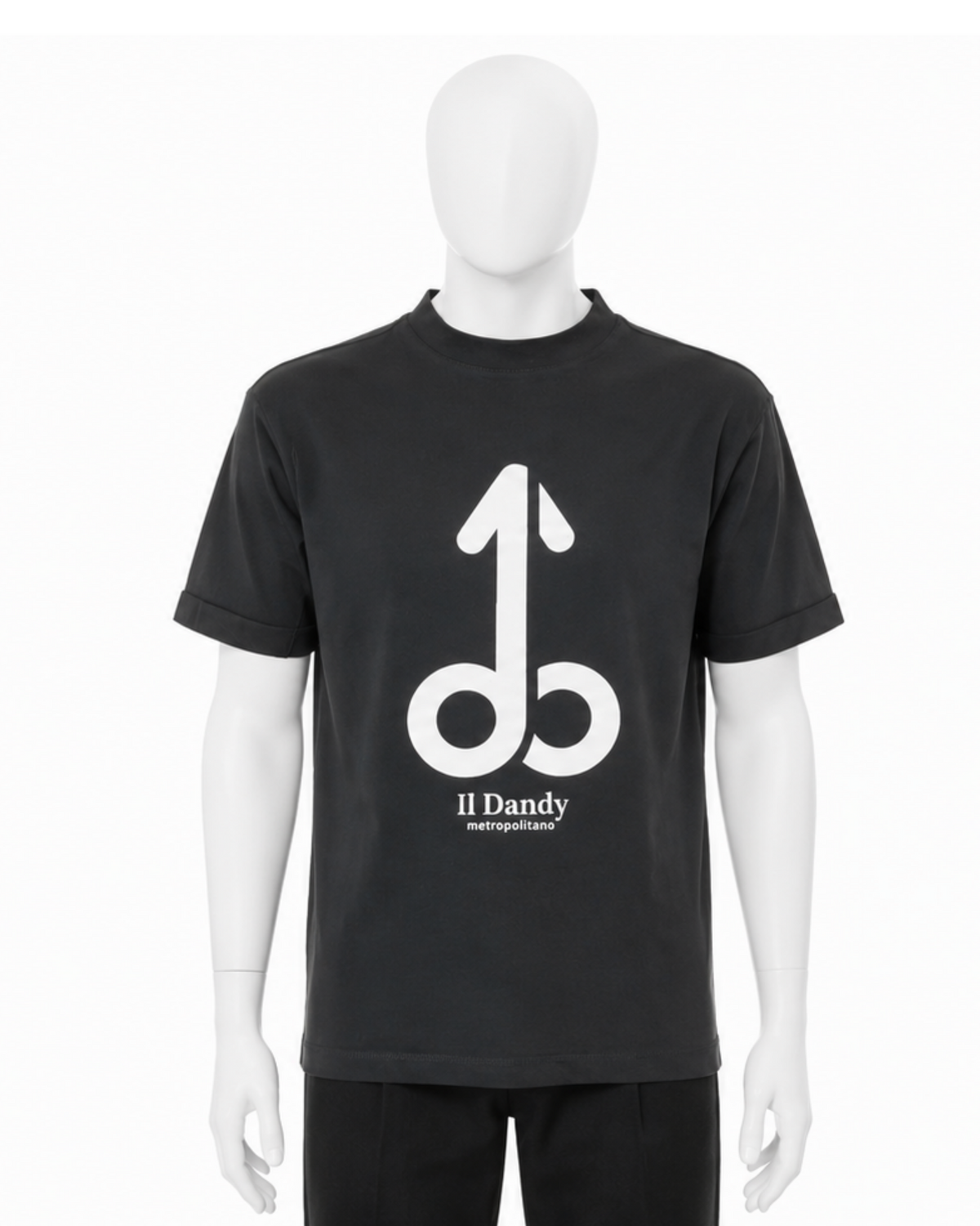 T-shirt Uomo Nera "Il Dandy Metropolitano" - Maxi Logo Iconico Bianco