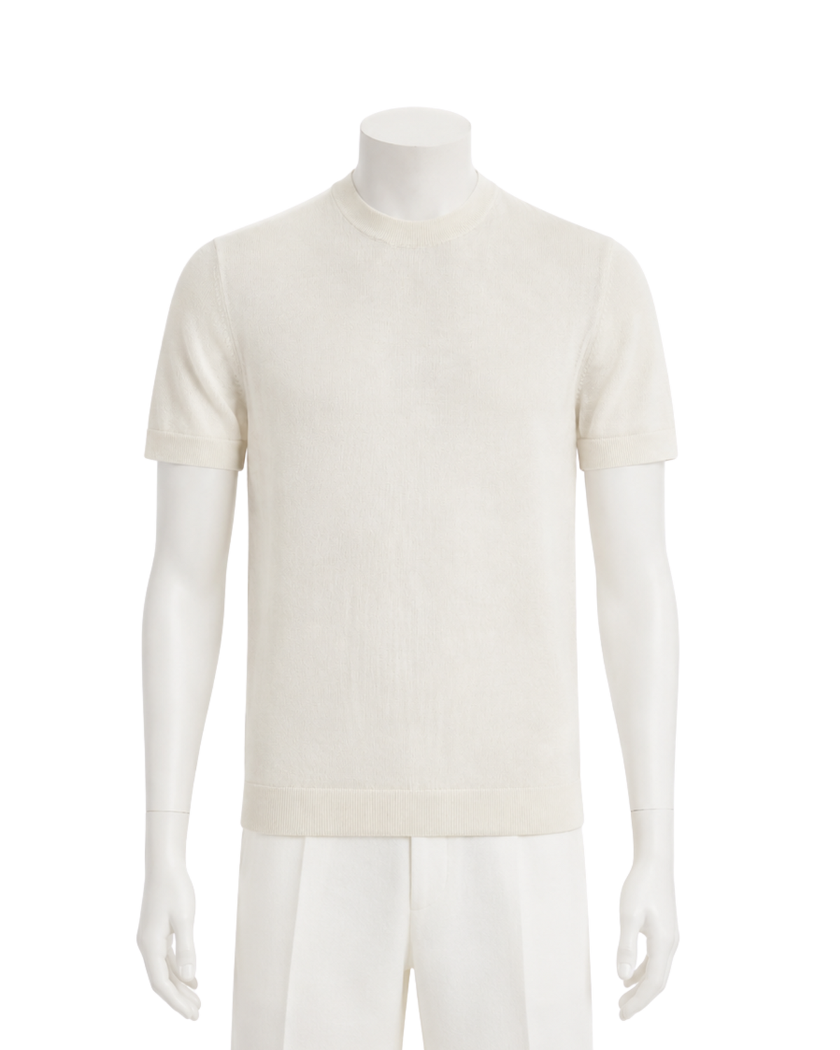 Maglia Uomo Maniche Corte in Filo Color Panna - Eleganza Minimalista