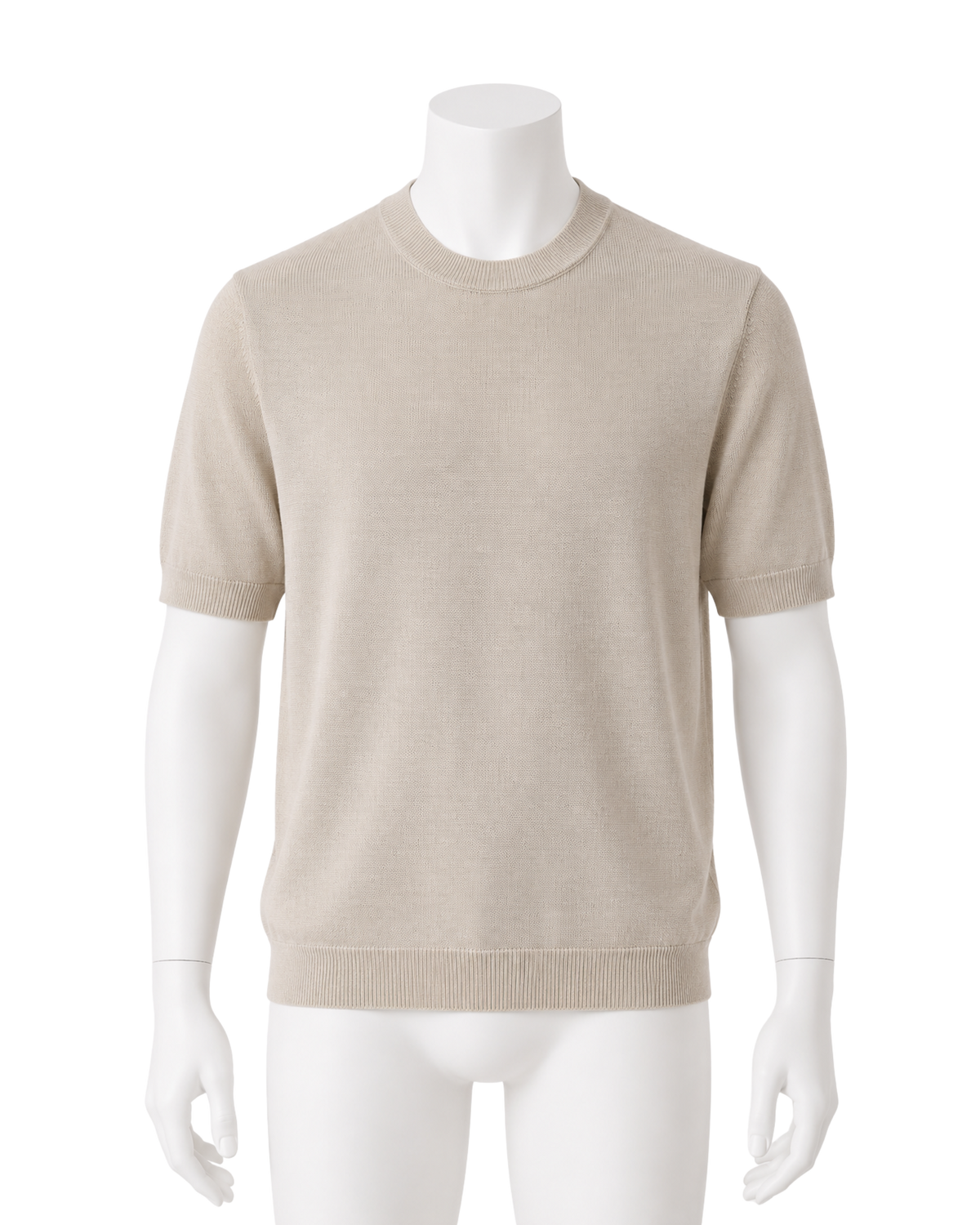 Maglia Uomo Maniche Corte in Filo Color Beige - Eleganza Minimalista