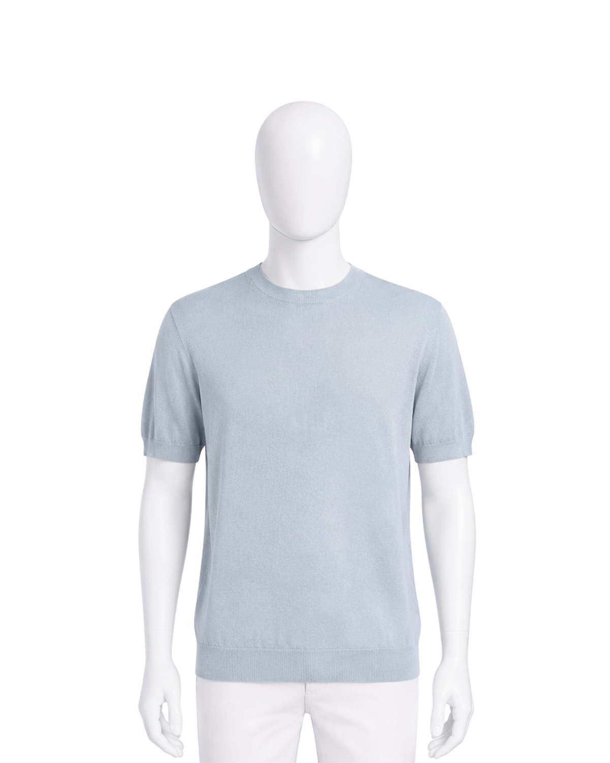 Maglia Uomo Maniche Corte in Filo Color Celeste - Eleganza Minimalista
