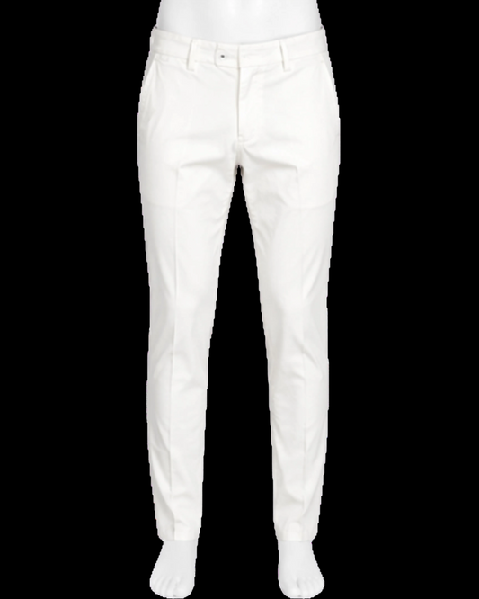 Pantalone Uomo in Cotone Rasato Bianco - Sartoriale Elegante